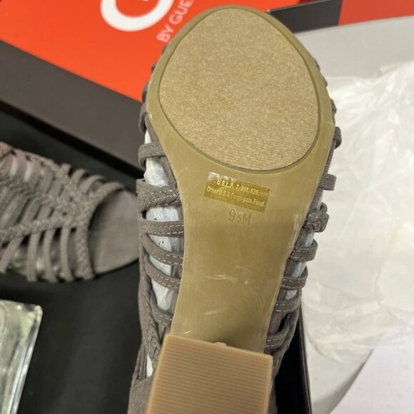 G BY GUESS Women's Grey Strappy High Heels Sandals Zip-back Women's Size 9.5 - Picture 7 of 9